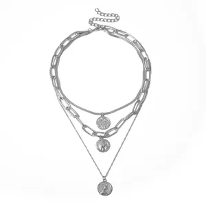 Shinin — collier Punk multi-rangs pour femmes, chaîne épaisse, vierge <span class=keywords><strong>marie</strong></span>, ras du cou, pièces de monnaie sculptées, pendentif, bijoux - Product Image 6