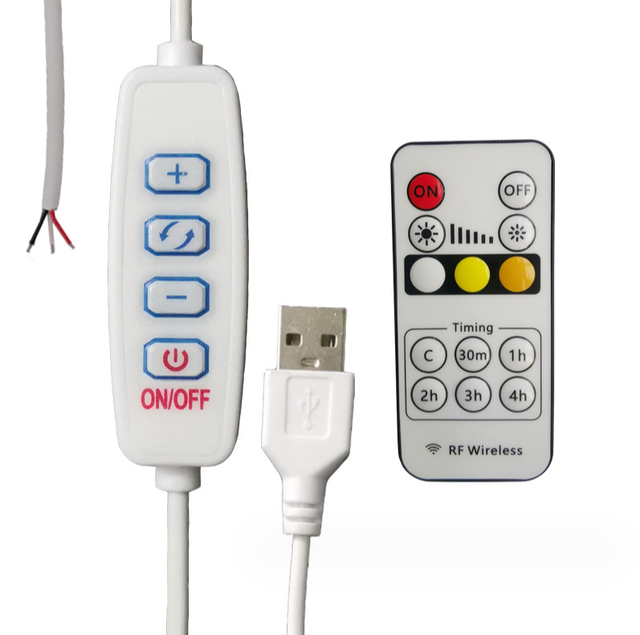 1.5m USB Dimmable Controller 3Pin DC 5V LED Strip Light Dimmer with Remote Control Switch Wire for Single 3 Colors CCT Lamp