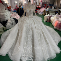 Mc066 Superbe Robe de Bal en Tulle Scintillant avec Appliques Baroques Perlées en Cristal Ivoire, Taille Naturelle, pour Fête et Mariage