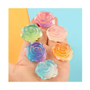 3D Flower Figurines Resina geladeira ímã Rose Miniature Brincos Pulseira Jóias DIY Decoração