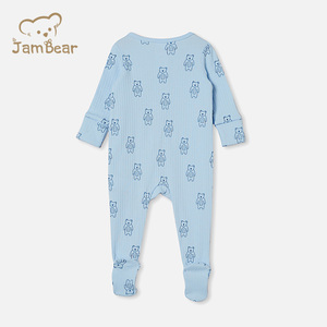 Jambear Baby Zip Romper Winter Newborn Ribbed Sleepsuit Baby Zipper Toddler Footed Organic Cotton Infants Zip Onesie - Product Image 3