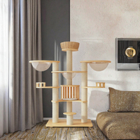Arbre à chat multi-niveaux en bois pour usage domestique avec lit pour chat
