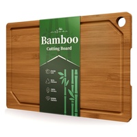 Diep gecarboniseerde bamboe snijplanken duurzame 3-delige set met sapgootjes, groot handvat, makkelijk in gebruik, voor pizza, vlees, keuken.