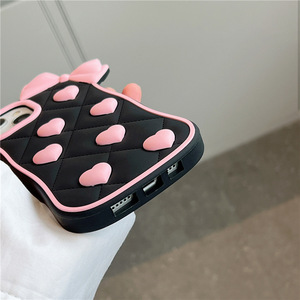 Coque de téléphone en Silicone noir amour nœud papillon pour Apple 15Pro Max 14Pro 12Pro Max 7P housse de protection Design Unique en caoutchouc en boîte - Product Image 4