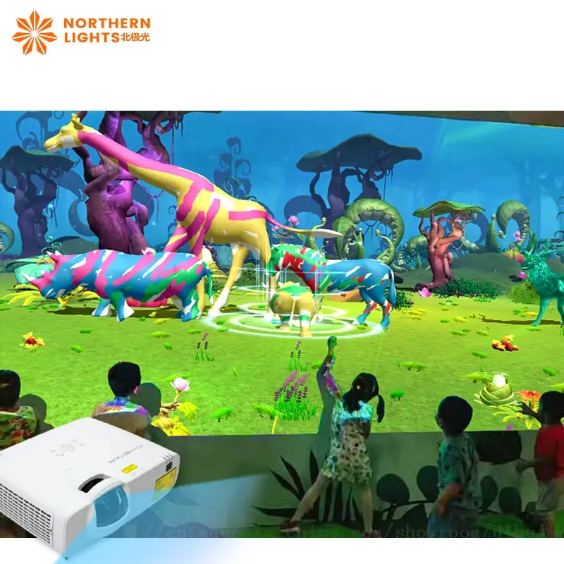 Interior niños proyección interactiva dibujo pared Juegos Interactivos toque graffiti pintura