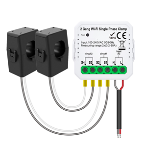 Medidor de Energía Bidireccional Inteligente WiFi Tuya con Pinza Amperimétrica de 80A, Monofásico, para Monitoreo de Energía Solar Fotovoltaica, Estadísticas de Energía en Tiempo Real a través de la Aplicación - Product Image 1