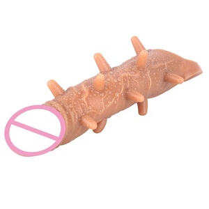 Wieder verwendbarer Silikon-Penis-Ärmel-Extender für Männer Realistische vibrierende Kondom verlängerung für Sexspielzeug zur Penis vergrößerung - Product Image 6