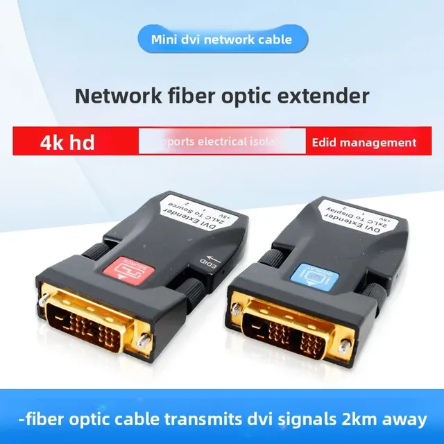 Hardrock FIBER-DVI Fiber Optic Extender 2-10KM Single-core/Quad-core Metal Network Transmission Equipment /LC/DVI Ports