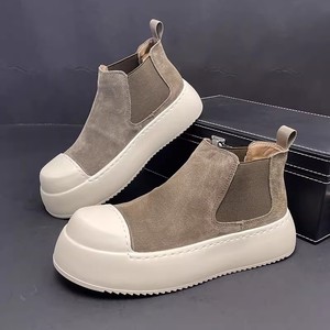 New High Top Motorcycle and Motorcycle Warm Thick Sole <b>Height</b> <b>Increasing</b> Casual <b>Shoes</b> Fashionable and Trendy Single <b>Shoes</b> - Product Image 3