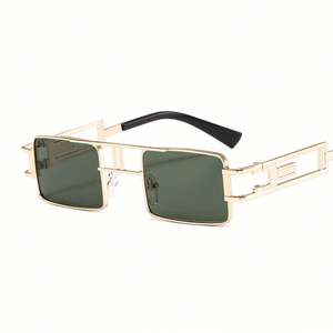 Lunettes de soleil rétro tendance avec logo personnalisé, pour hommes et femmes, monture métallique petite, style punk, carrées, 2021 - Product Image 5