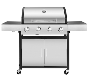 4-Pits Gasgrill, Hoge Kwaliteit <span class=keywords><strong>Trolley</strong></span> Draagbare <span class=keywords><strong>Trolley</strong></span>, Roestvrij Staal Bbq Grill Met Bijzettafel - Product Image 1