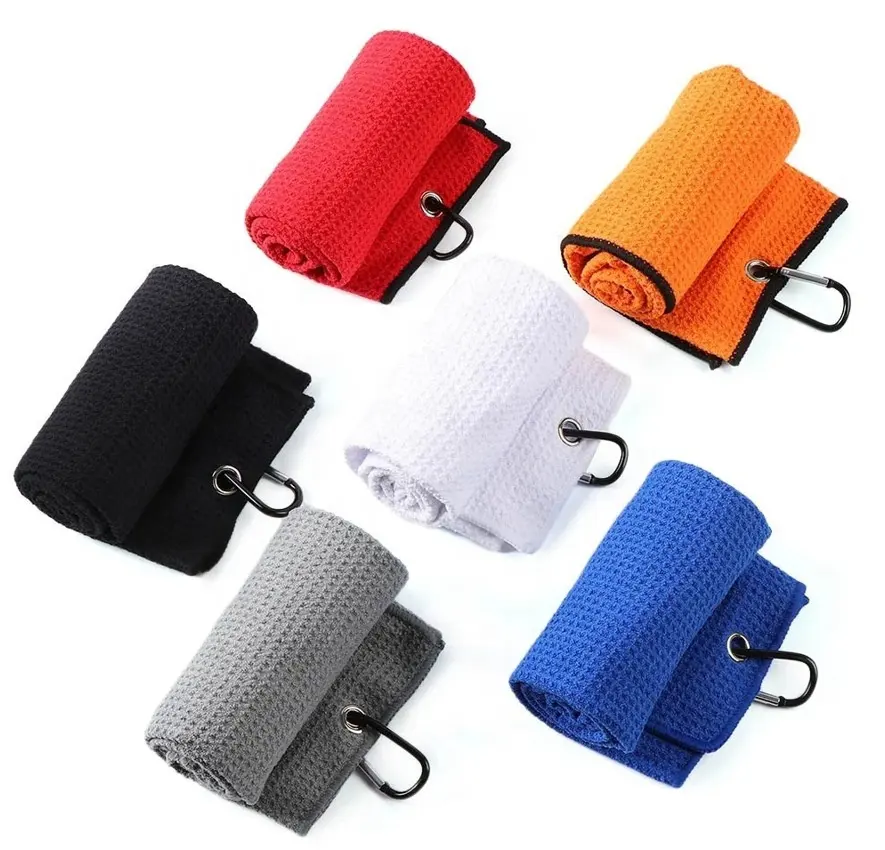Microfiber Waffle Golf Towel with Heavy Duty Carabiner Clip for Outdoor Golf Sports Running Yoga Gift for Men Women