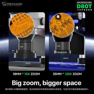 Microscopio Trinoculare MECHANIC D80T B5 8X 80X con Fotocamera Termica <span class=keywords><strong>per</strong></span> Riparazione di Schede Madri di Telefoni - Product Image 5