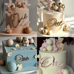 Décoration de gâteau en acrylique pour le premier anniversaire de bébé, dorée, pour célébration d'un an, 1er anniversaire, baby shower, décorations de dessert DIY, fournitures de fête - Product Image 2