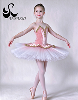 Robe de tutu de ballet professionnelle, corsage en velours rose, jupe en tulle, décorations en dentelle dorée, costume de performance de ballet pour compétition sur scène