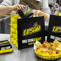 Sacs en papier kraft personnalisés, jetables, écologiques, biodégradables, avec logo imprimé, pour hamburgers, poulet frit, poignées torsadées