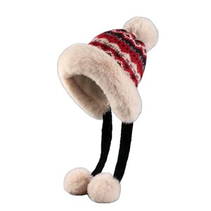 Chapeau d'hiver en peluche pour femmes, doublure polaire, tricoté en laine, couvre les oreilles, chaud et moelleux, résistant au froid du nord-est, chapeau Lei Feng - Product Image 5