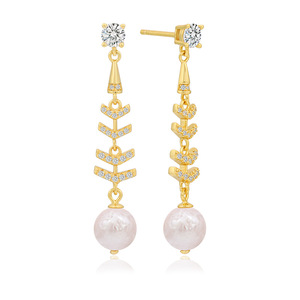 RUNQI Elegant S925 Sterling Silver 14K Gold Plated Freshwater Pearl AAAA Grade Classic <b>Stud</b> <b>Earrings</b>-Wedding/Engagement Jewelry - Product Image 1
