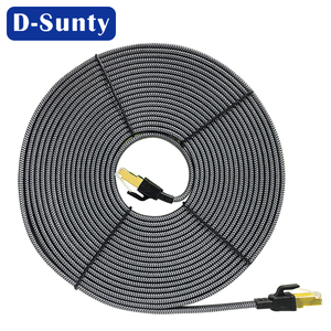สายอีเธอร์เน็ต Cat8 ความเร็วสูง แบบถักด้วยไนลอนและผ้าฝ้าย Cat 8 SSTP 30AWG แบบแบน RJ45 ทองแดงเปลือย 4 คู่ - Product Image 3