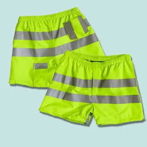 Huili sıcak satış yaz moda streetwear şort özel yansıtıcı şerit baskılı neon yeşil erkekler spor şort