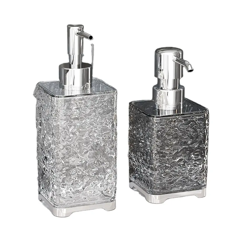 Dispensador de sabão líquido quadrado de alta qualidade, garrafa de luxo de 400ml para banheiro, garrafa de espuma transparente