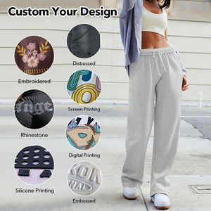 Pantalones deportivos de cintura alta personalizados para mujer, ropa de talla pequeña, conjunto diario para mujer, pantalones de chándal anchos y holgados, pantalones de jogging para mujer - Product Image 3