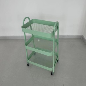 <b>Trolley</b> Household Kitchen 3 Layer Modern Storage Home Carbon Steel Mobile Storage Rack Cart with Wheels - Product Image 1