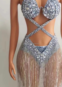 Cadena de diamantes con borlas, modelo latino de <span class=keywords><strong>Samba</strong></span>, pasarela, fiesta, alfombra roja, club nocturno, <span class=keywords><strong>Bar</strong></span>, espectáculos, disfraces, copa de diamante completa, disfraces de escenario - Product Image 1
