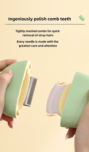 Venta caliente respetuoso con el medio ambiente 3 en 1 forma de concha de adoquines portátil peine para mascotas y cepillo de masaje de aseo con dientes de aguja - Product Image 4