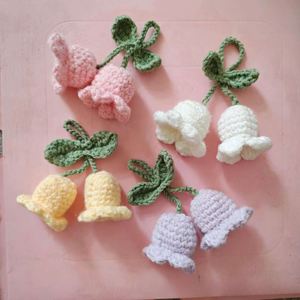 Lily Flower Creative <b>Bag</b> Hanging Decoration Wool Crochet Hook Forest Series Wind Chime Flower Pendant Car Keychain <b>Gift</b> - Product Image 1