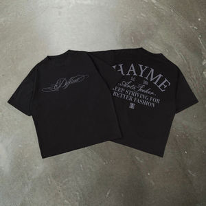 Camiseta Corta Estampada de Corte Cuadrado para Hombre, Estilo Clásico, 100% Algodón, Color Negro, Personalizada OEM - Product Image 1