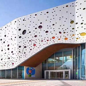 Panneau de mur-rideau en aluminium perforé contemporain avec revêtement en poudre pour la décoration de façade extérieure de bâtiment - Product Image 4
