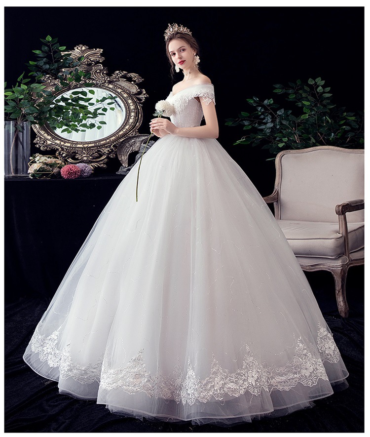 knee length dresses for ladies High O-Neck Sparkly Ball Gown Wedding Dress with Keyhole Back White / 30W