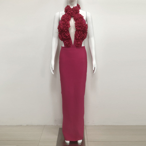 <span class=keywords><strong>Robe</strong></span> <span class=keywords><strong>de</strong></span> <span class=keywords><strong>Soirée</strong></span> Bandage Sexy pour Femme, en Gros, Élégante, Luxe 3D, Fleur <span class=keywords><strong>Rose</strong></span>, pour Dîner et <span class=keywords><strong>Soirée</strong></span> - Product Image 2
