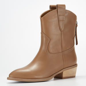 <span class=keywords><strong>Botines</strong></span> de piel de becerro hechos a mano de alta calidad para mujer, <span class=keywords><strong>botines</strong></span> gruesos de media pantorrilla, <span class=keywords><strong>botines</strong></span> <span class=keywords><strong>con</strong></span> <span class=keywords><strong>plataforma</strong></span> y cremallera trasera, estilo Chelsea - Product Image 2