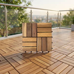 Dalles de sol en bois modernes pour extérieur, installation par clic, finition mate, imitation texture bois massif, antidérapantes, utilisation extérieure - Product Image 1