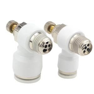 วาล์วควบคุมลมแบบ L ของ Dde Dade Pneumatics รุ่น SL4 6 8 10 12 เกลียวภายนอก ทองแดงชุบนิกเกิล ชิ้นส่วนนิวเมติกพลาสติก - Product Image 2