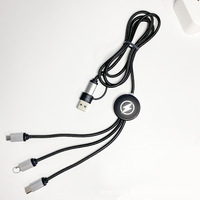 Câble Micro USB Type-C 3-en-1 en nylon tressé et aluminium de haute qualité, charge rapide 3A, avec conducteur en cuivre pur et logo LED