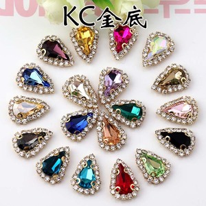Fermoir en strass en forme de goutte d'eau à 4 trous, base argentée, accessoires de bijouterie DIY pour vêtements et coiffes - Product Image 3