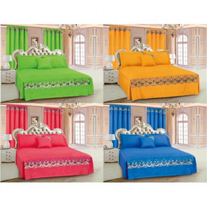 Vendita calda Set di biancheria da letto in 6 pezzi copriletto in pizzo tinta unita copri sipario tessuto <span class=keywords><strong>per</strong></span> il tuo letto - Product Image 1