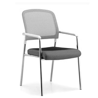 Chaise de travail moderne à quatre pieds noire, dossier en tissu maillé, chaise de réception, chaise empilable, chaise de formation pour bureau ou salon de thé