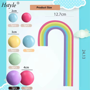 Hstyle PQ144 boules colorées décors de gâteau Boho gâteau Topper pour bébé douche garçon fille fête d'<span class=keywords><strong>anniversaire</strong></span> fournitures arc-en-ciel gâteau Topper - Product Image 4