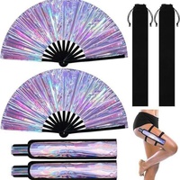 Plastique PP Publicité Personnalisation Holographique PVC Pliant Ventilateur à Main Pleine Page Impression Ventilateurs en Bambou pour Femmes Hommes Fête Mariage