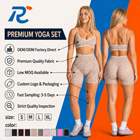 Ensemble de yoga 2 pièces sans couture pour femme, haut dos nu et short cycliste taille haute, tenue de sport