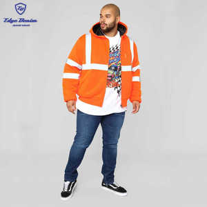 Venta al por mayor de ropa al aire libre <span class=keywords><strong>zip</strong></span> up hoodie naranja Capucha con cordón lado bolsillos de mano - Product Image 5