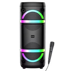 Karaoke Speaker 2x8 40W Rechargeable With Led Lights <b>Bluetooth</b> Fm Usb <b>Microphone</b> - Product Image 1