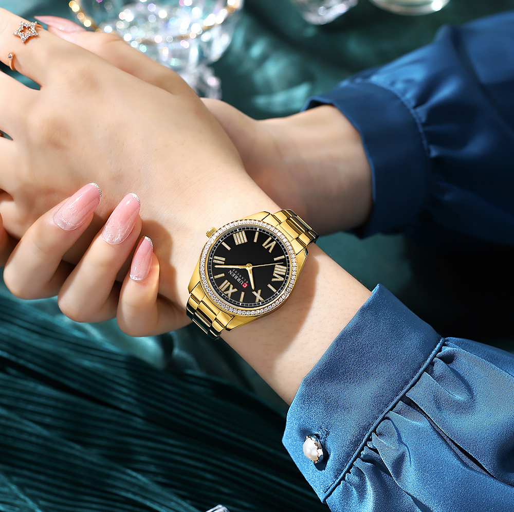 CURREN – montres de luxe pour femmes, montre-bracelet à Quartz et diamant pour dames et filles, mode, étanche, horloge