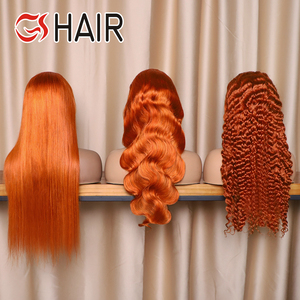 GS 180% 250% Body Wave #350 Orange Perruque Gingembre <span class=keywords><strong>Couleur</strong></span> Transparent Frontal Lace Perruques pour Femmes Noires Perruques de Cheveux Humains - Product Image 6