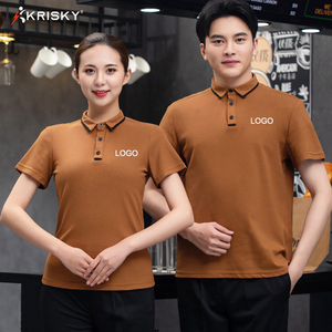 เสื้อโปโลผ้าไหมแบบสั่งทำขายส่งสำหรับเด็กและผู้ชาย แขนสั้น ชุดยูนิฟอร์มฤดูร้อนสำหรับพนักงานร้านอาหาร พร้อมระบบเรียกพนักงาน - Product Image 6