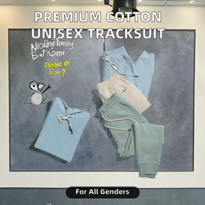 Unisex 360GSM 100% pantalones de chándal de algodón transpirable peso pesado Jogger logotipo personalizado impresión venta al por mayor conjunto dos chándales de peso pesado - Product Image 3